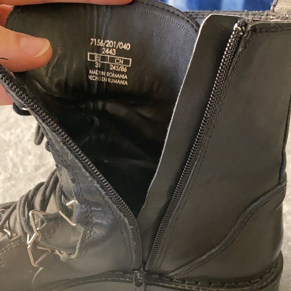 ZARA Trafaluc leather combat lace up boots - Picture 8 of 10